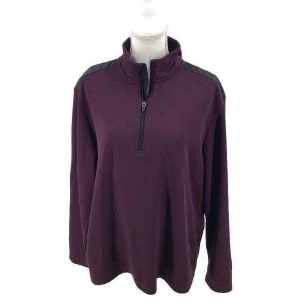 Ben Hogan Performance Mens Large Burgundy Black  Zipper Long Sleeve Jacket